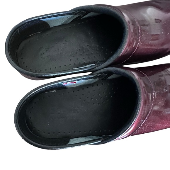 SANITA Professional Cabrio Danish Clogs Burgundy Patent Leather Shoes Size 6 - Picture 6 of 12